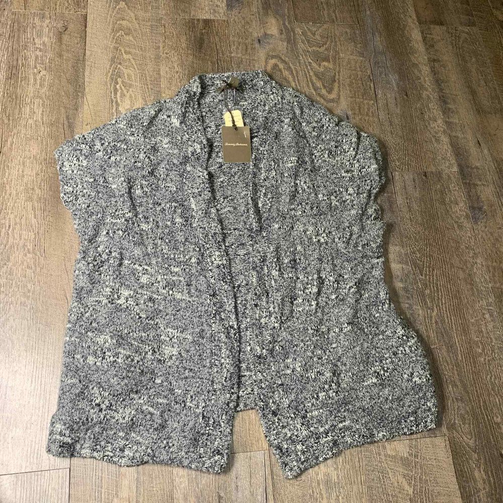 Tommy Bahama Cardigan Sweater Womens Size Medium Gray Wool Blend Open Front NWT